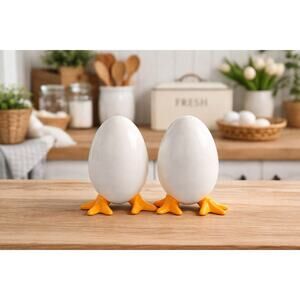 Chicken Feet Egg Salt Pepper Shakers Farmhouse Cottagecore Easter Spring NIB